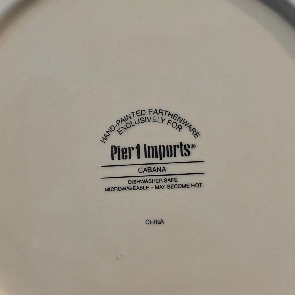 Pier 1 Cabana Macaw Parrot‎ Tropical Salad Dessert Plates Colorful Set of 4